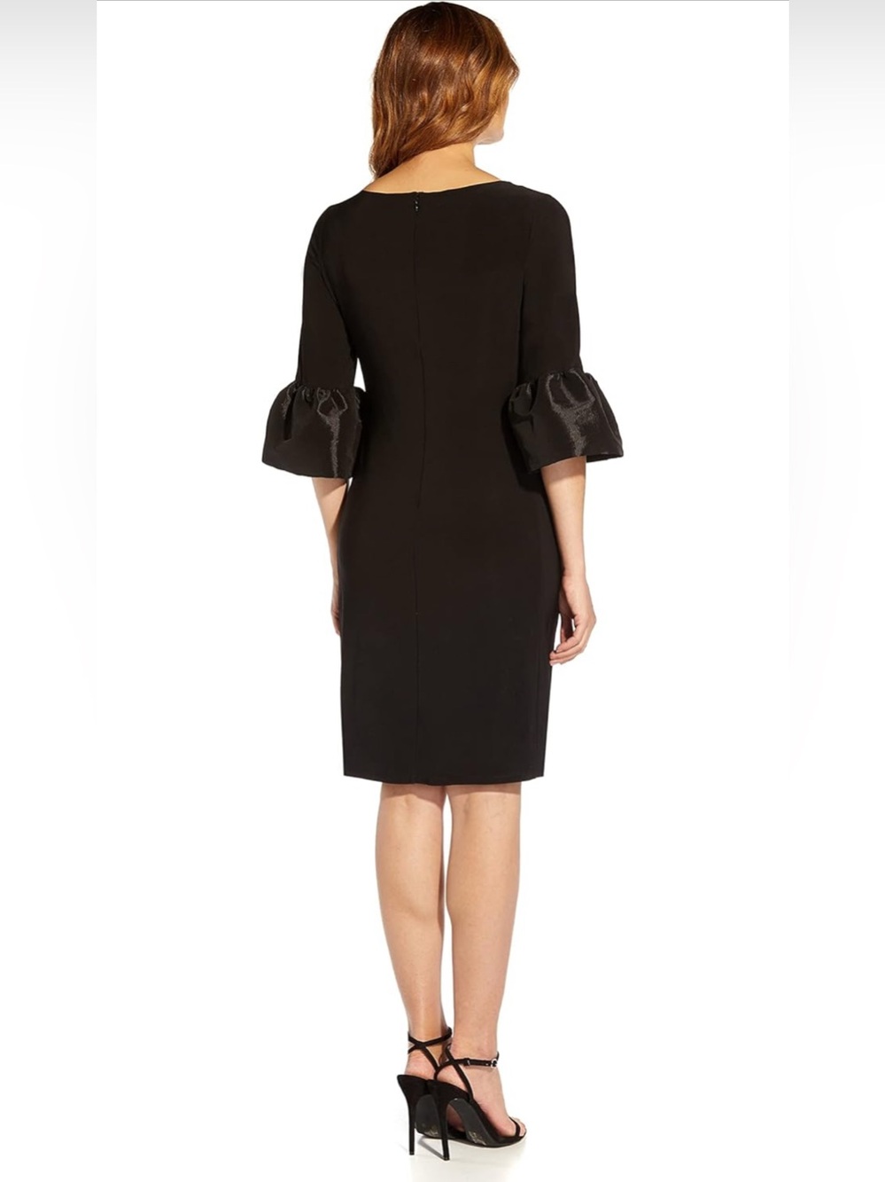 NWT Adrianna Papell Stretch Jersey Side Ruched Dress with Bell Sleeve Detail - Picture 2 of 4